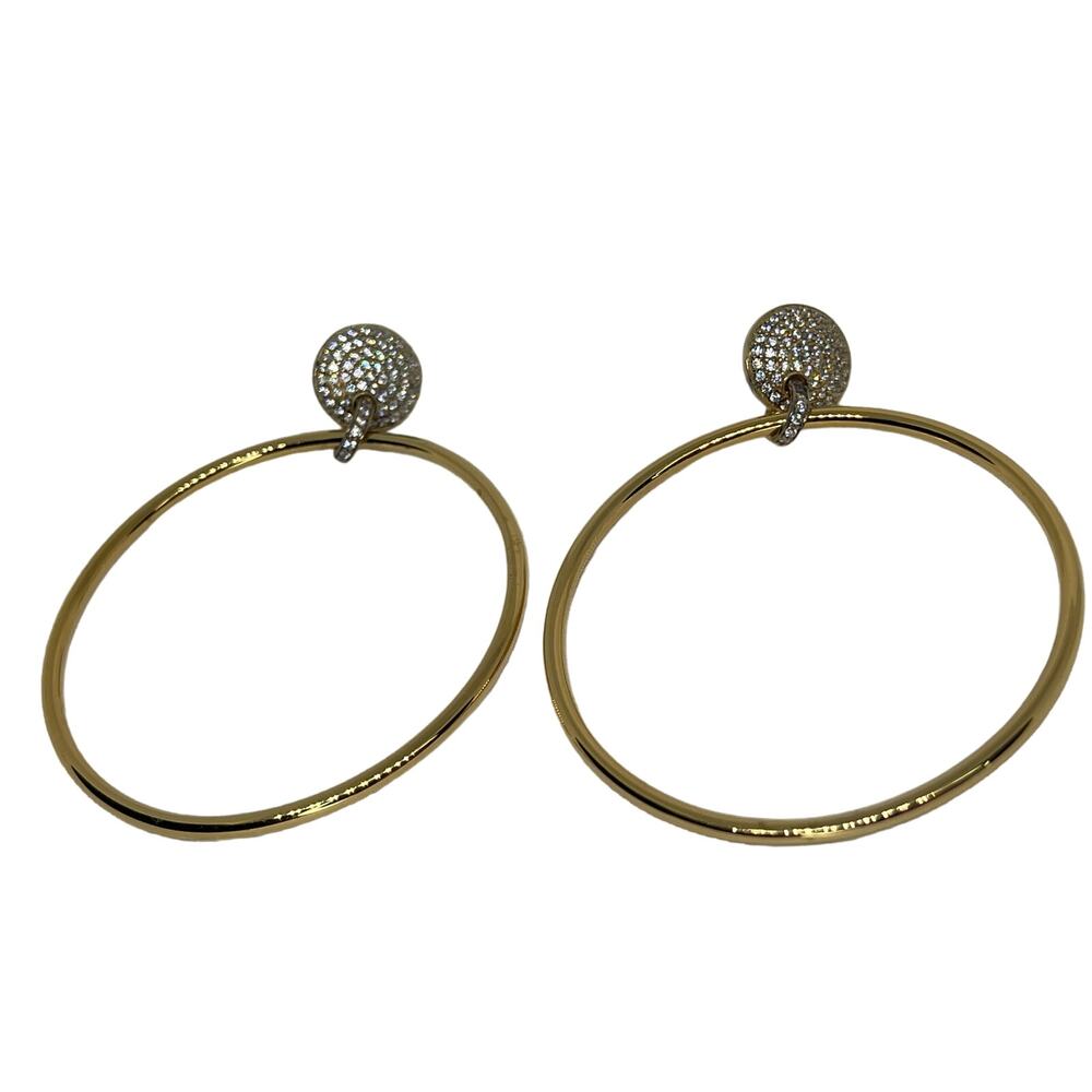 Michael Kors 14K Gold Vermeil Hoop Earrings CZ Statement Chic Women's Fashion - Picture 3 of 16